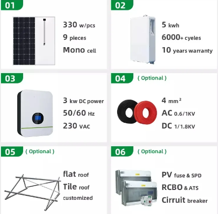 Complete Set On Off Hybrid Grid 3Kw 5Kw 6Kw Solar Energy Storage System for Home