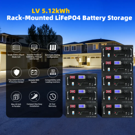 Manufacturer Lifepo4 Battery Rack Mounted 51.2v 100ah 48V 100Ah 5kWh For ESS Power wall Solar Home Energy Storage System