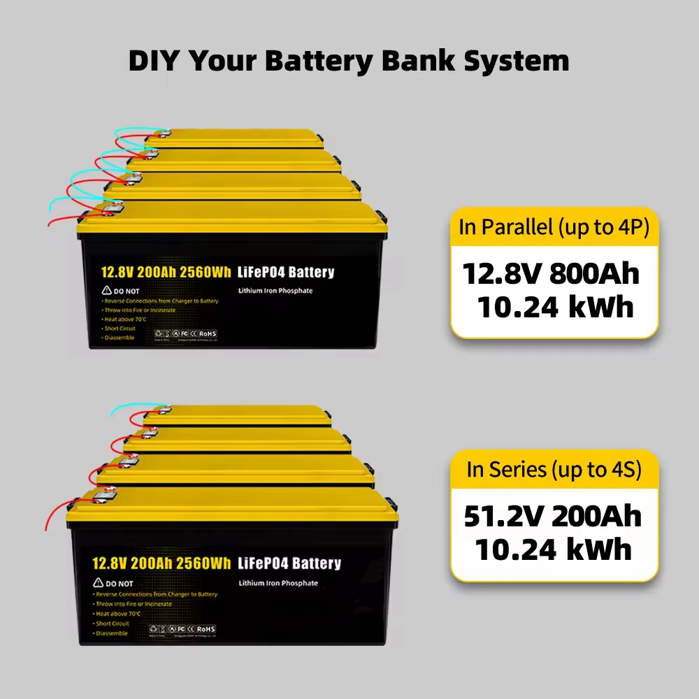 Wholesale Lithium Phosphate Battery 12V 200Ah Lifepo4 with Bluetooth for RV Camping Van Golf Cart Boat Trolling Solar