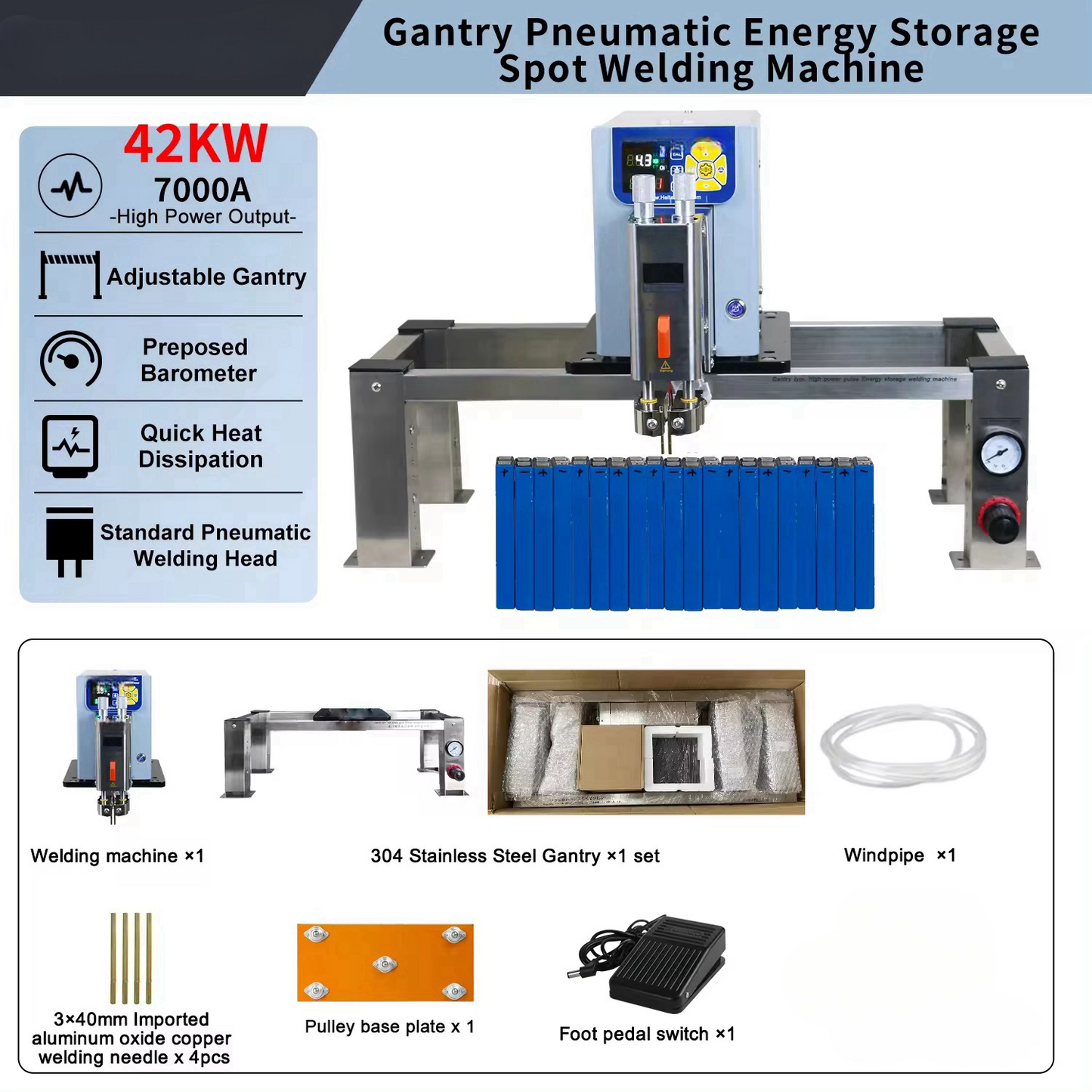 Wholesale  pneumatic welding point 42KW 7000A energy storage lithium battery cell welding machine for lithium ion diy spot welder