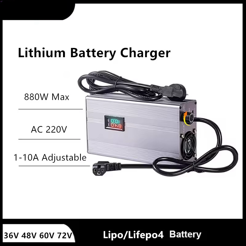 Wholesale 36V48V 72V 60V 67.2V 84V Li-ion LiPo 48V Lifepo4 Lithium Battery Charger Current Adjust 1A-10A Fast Charge ebike 12S 16S 20S 24S