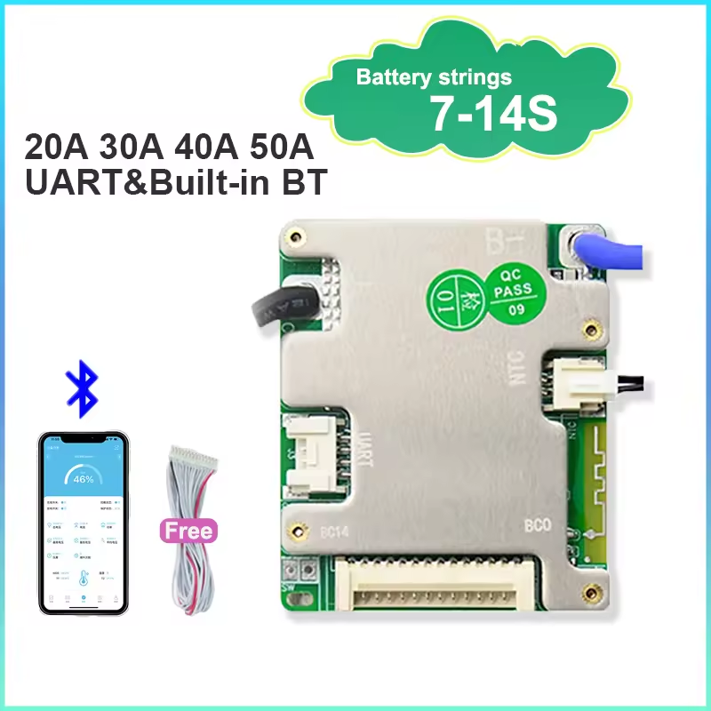 Wholesale Smart BMS 13S 48V 30A 7S 8S 9S Li-ion BMS Lifepo4 10S 20A 40A 50A With Passive Balance UART Built-in BT For Lithium Battery