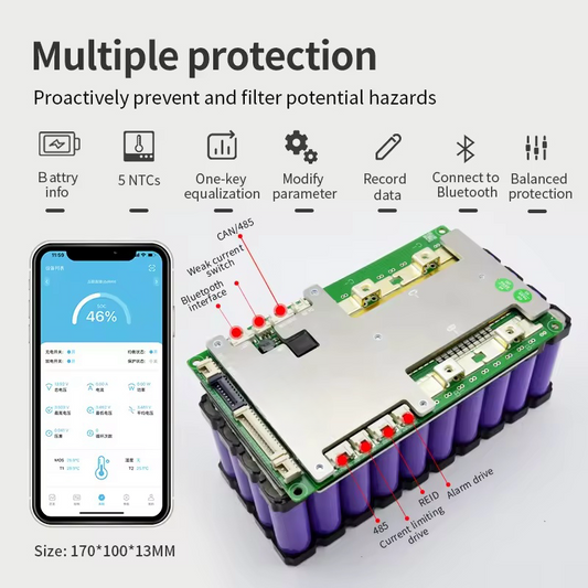 Wholesale Smart BMS 8-24S 40-200A high voltage 48v 200ah 3kw 5kw lithium bms with canbus buzzer