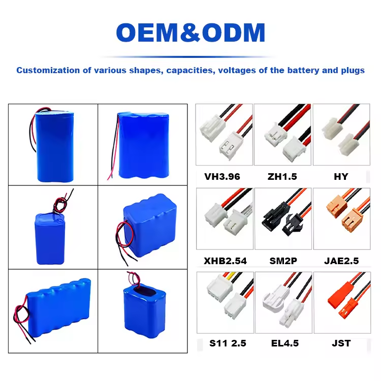 Customized Rechargeable Lithium-ion Batteries 18650 3.7V 7.4V 11.1V 12V 24V 36V 48V Lithium Ion Battery