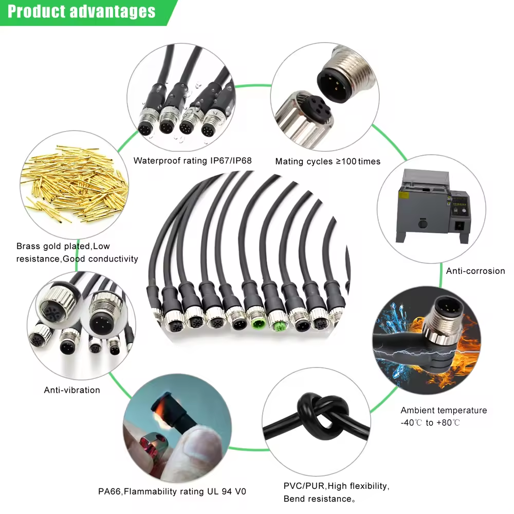 m5 m8 m12 m16 7/8 m23 waterproof solder pcb panel mount socket male female plug 3 4 5 6 8 12 pin plastic circular connector