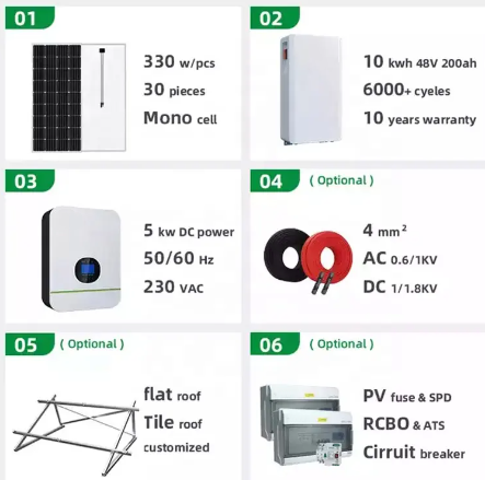 Complete Solar Energy System Kit 5Kw 10Kw 15Kw On Grid Off Grid Home Solar Power System