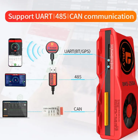 Big Current 300A 400A 500A 16S 48V Smart Lifepo4 Daly BMS UART BT with Fan