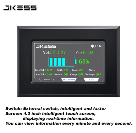 JKBMS Accessories 4.3 Inch Touch LCD RS485 Power Indicator Cable Adapter