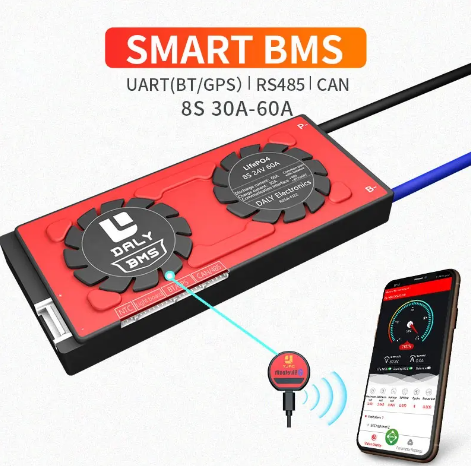 8S 24V 30A 40A 60A UART BT Smart Lithium ion Lifepo4 Balance BMS Board