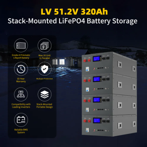 48V 320Ah 300Ah 51.2V Lifepo4 Battery Mount Server Rack Batteries for Solar Home Household Energy Storage System