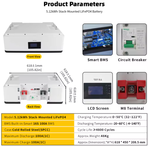 5kwh Lifepo4 Lithium 48V 100Ah Stackable Battery for Home
