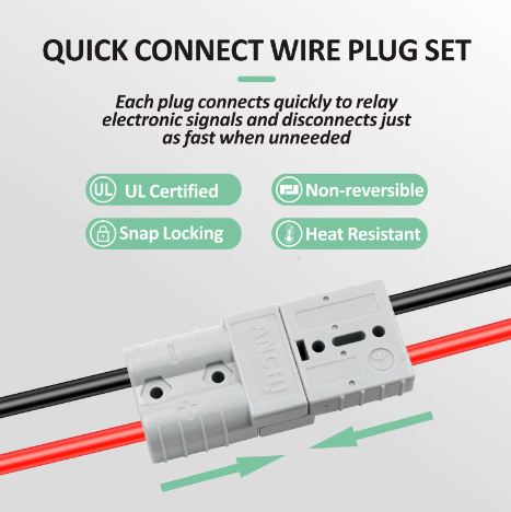 175A 600V Cable Connector Plug Extension Cord with handle battery trailer to charging plug quick connector kit