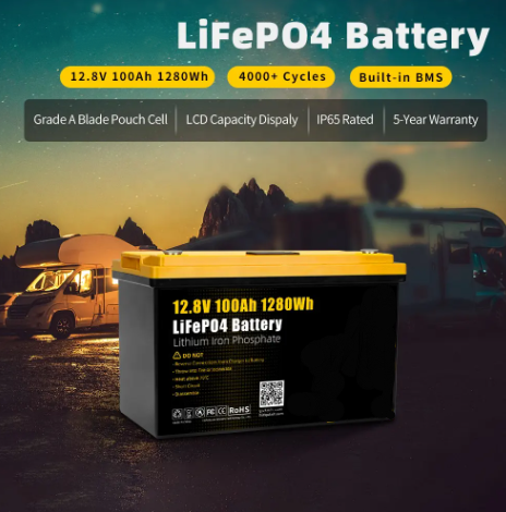 LCD Display Lithium Battery 12V 12.8V 100Ah 200Ah Lifepo4 Battery for RV Solar Boat Energy Storage
