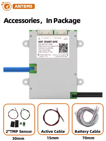 ant bms 40A 16s 24V 48V 60V 72V 84V 96V Li-ion/LiFePO4/LTO Bluetooth Android APP IOS system for Lithium Battery pack