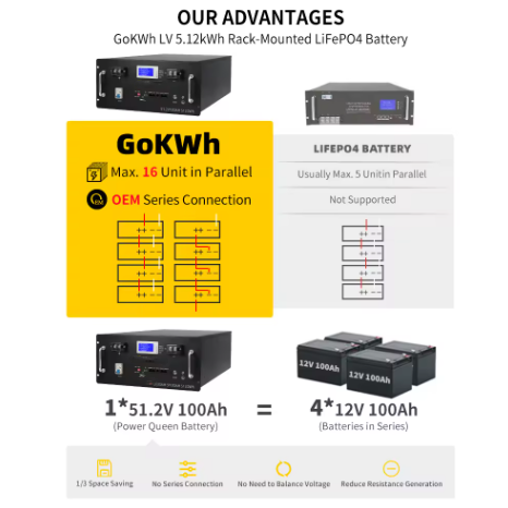48V 51.2V 100Ah Rack Mounted Battery Lifepo4 Home Energy Storage System