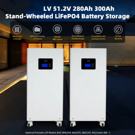 48V 280Ah 300Ah 15kwh Lithium Lifepo4 Battery with Wheel Design for Home